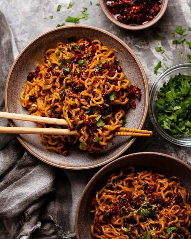 Chili Crisp Ramen with Scallions and Cilantro