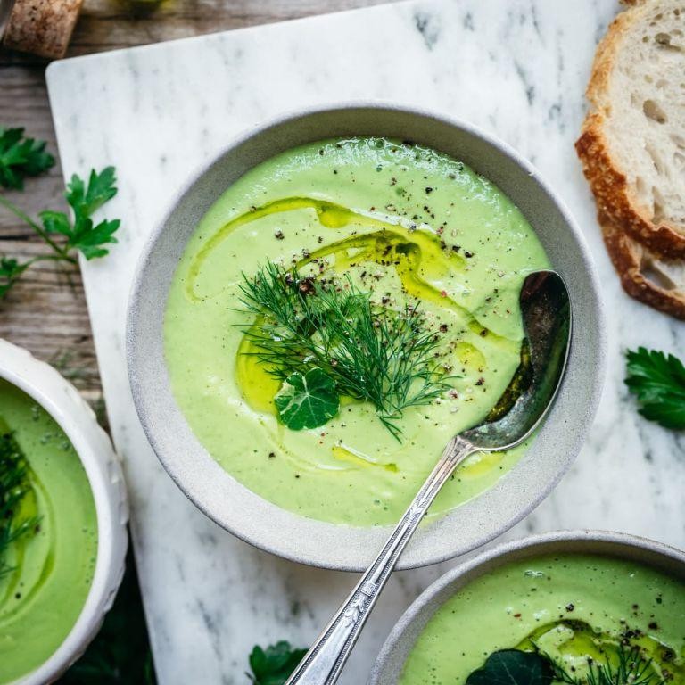 Chilled Avocado and Cucumber Gazpacho