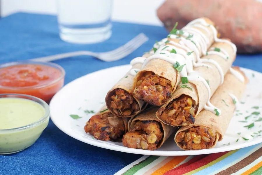 Chipotle Lentil and Sweet Potato Burritos