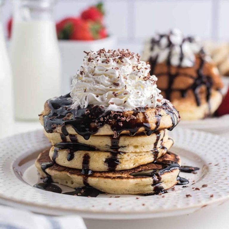 Chocolate Chip Pancakes with Whipped Cream