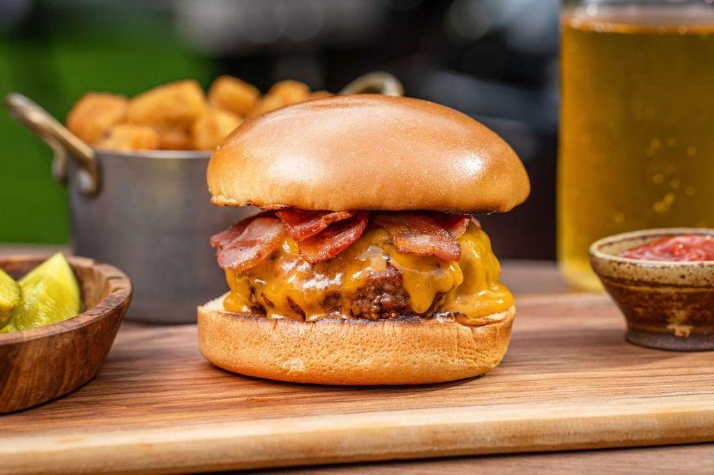 Classic Beef Burger with Cheese and Bacon