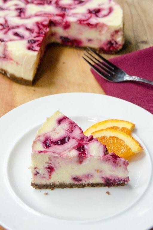Cranberry Orange Swirl Cheesecake