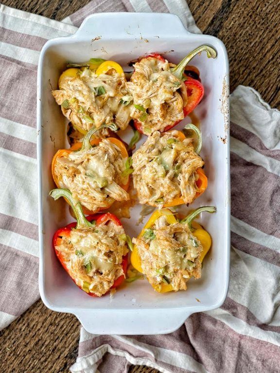 Creamy Chicken and Wild Rice Stuffed Pepper Casserole