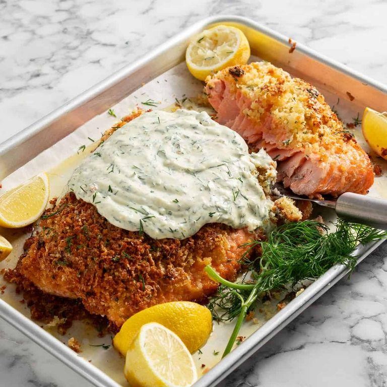 Creamy Dill and Parmesan Crusted Salmon