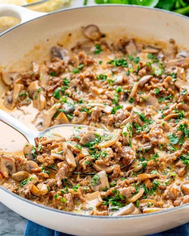 Creamy Italian Sausage and Mushroom Casserole