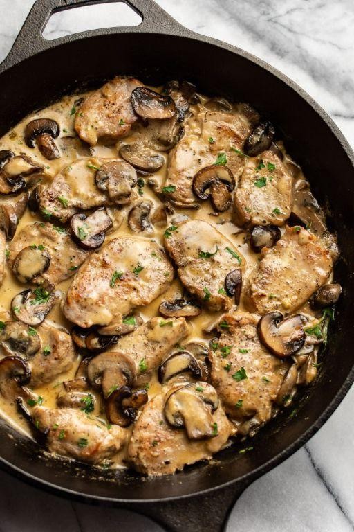 Creamy Mushroom Pork Loin Steak
