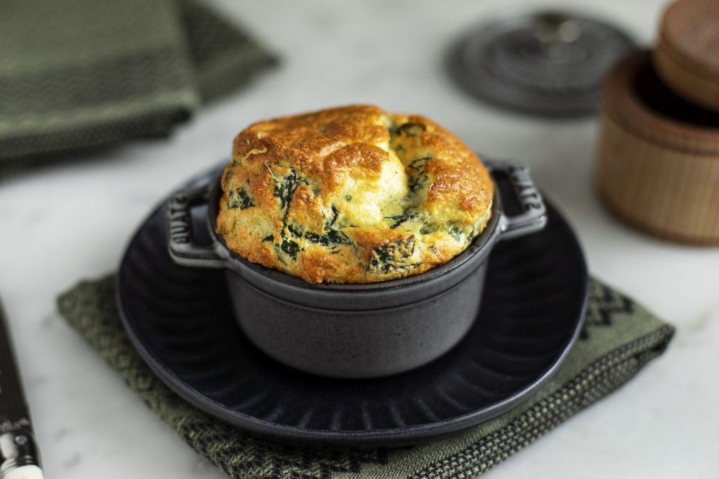 Creamy Spinach and Mushroom Souffle