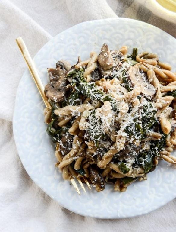 Creamy Swiss Chard and Mushroom Pasta