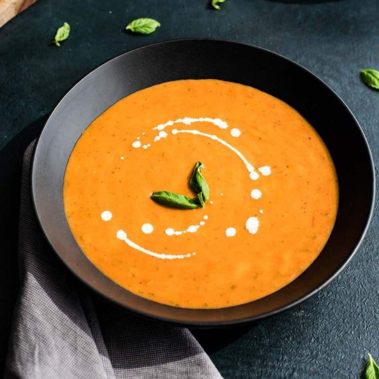 Creamy Tomato Bisque with Ricotta Swirl