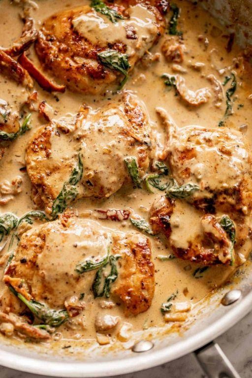 Creamy Tuscan Boneless Chicken Thighs with Spinach