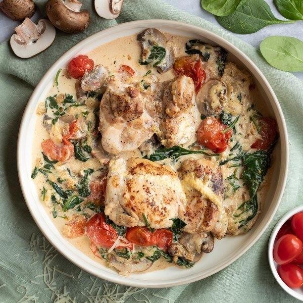 Creamy Tuscan Chicken with Spinach and Mushrooms