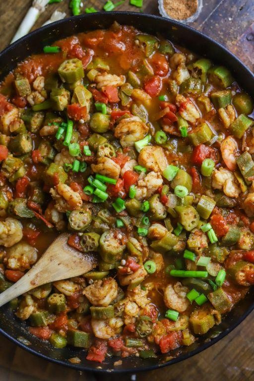 Creole Shrimp and Dirty Rice with Okra and Tomatoes