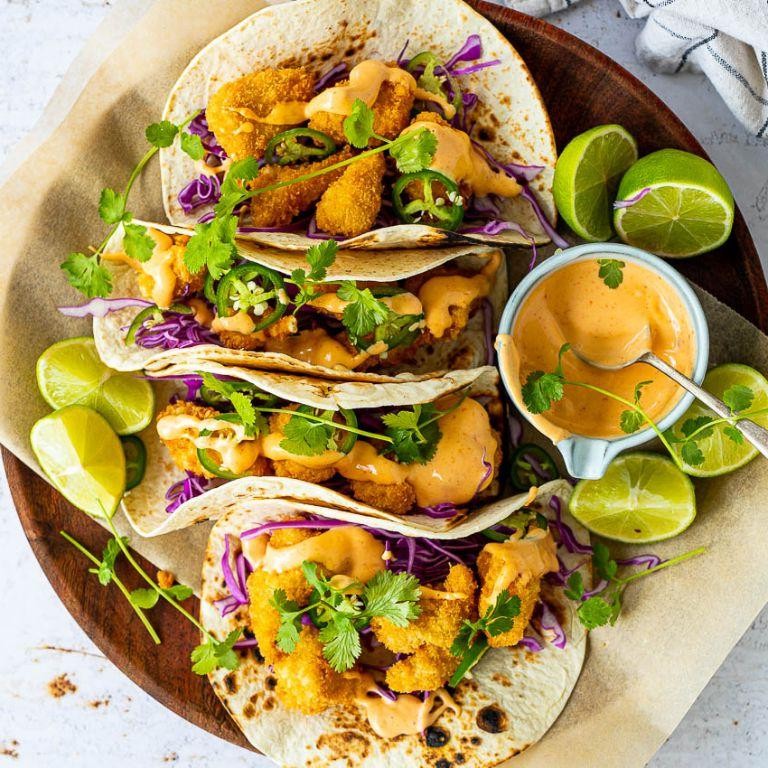 Crispy Bang Bang Chicken Tacos