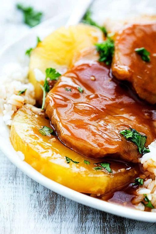Crock Pot BBQ Pork Steaks with Pineapple