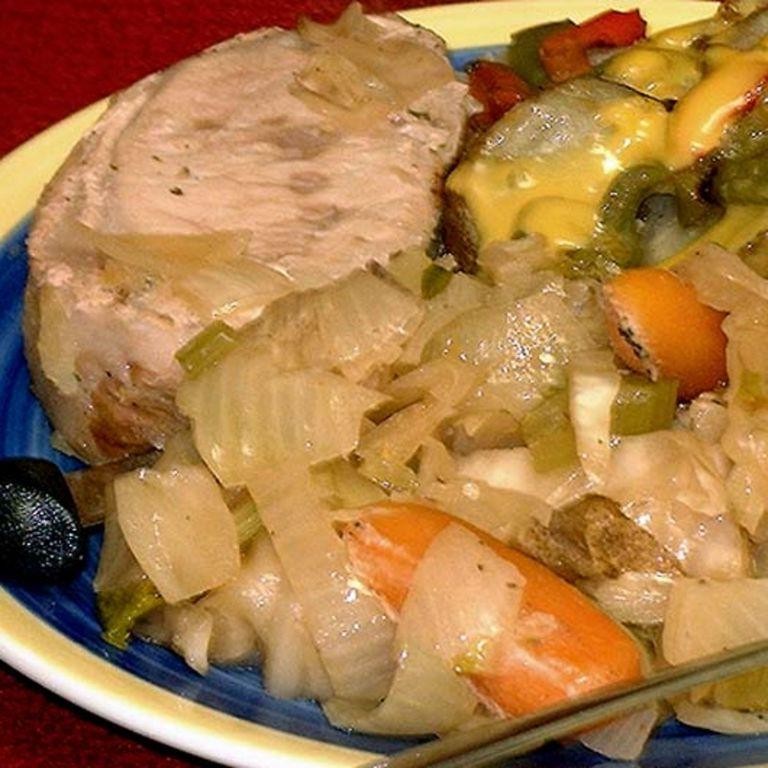 Crock Pot Pork Steaks with Cabbage and Potatoes