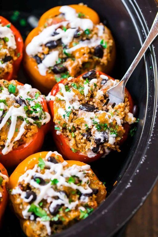 Crock Pot Quinoa Stuffed Peppers