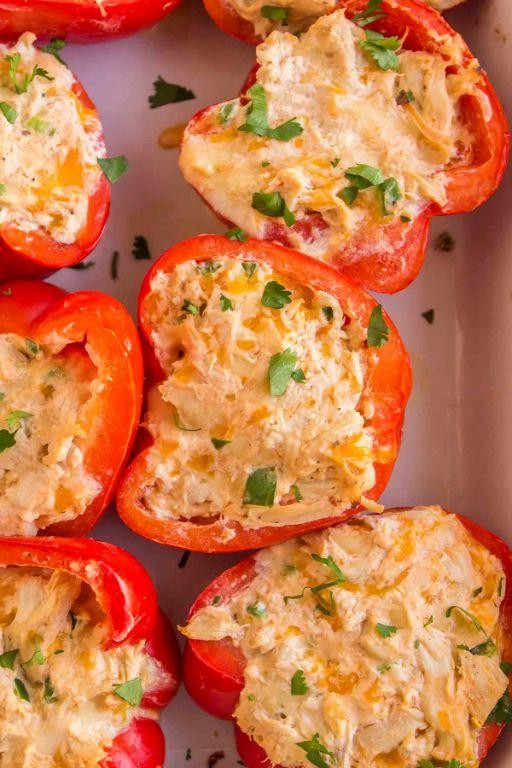 Crockpot Cream Cheese Chicken Stuffed Peppers