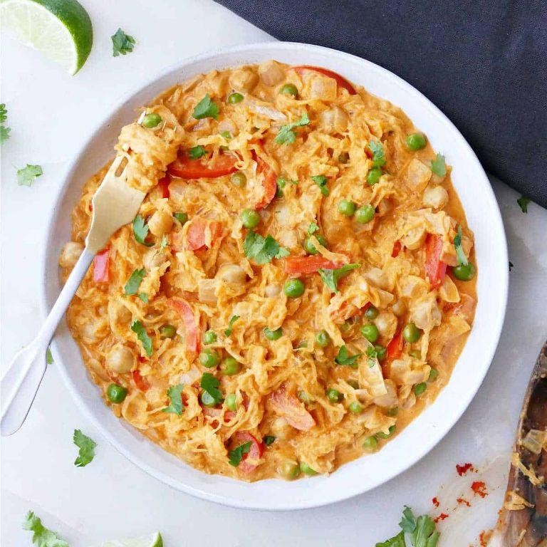 Curried Spaghetti Squash with Chickpeas and Coconut Milk