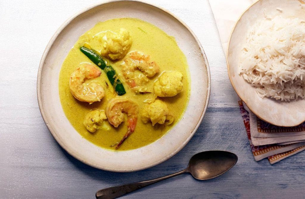 Curry Shrimp with Turmeric Rice and Cauliflower