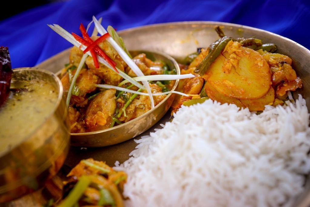 Dal Bhat with Chicken Curry and Basmati Rice