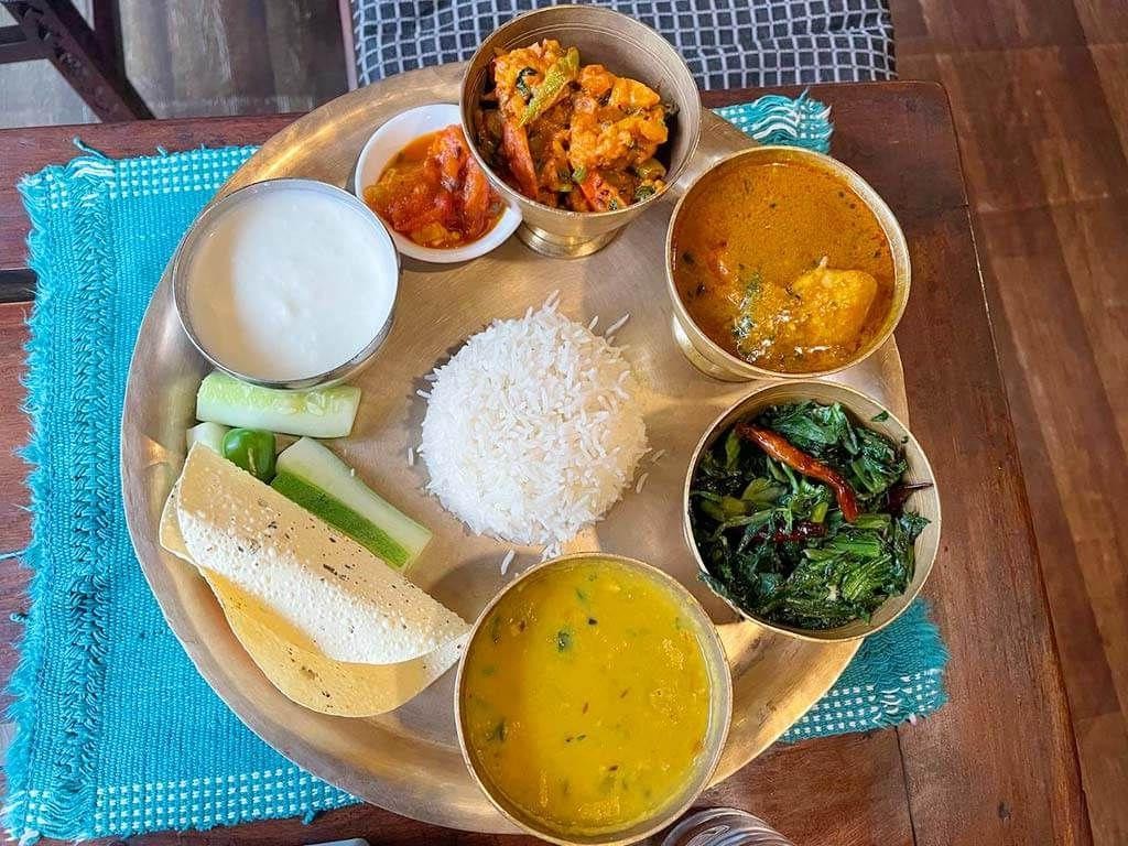 Dal Bhat with Pickled Radish and Green Chili