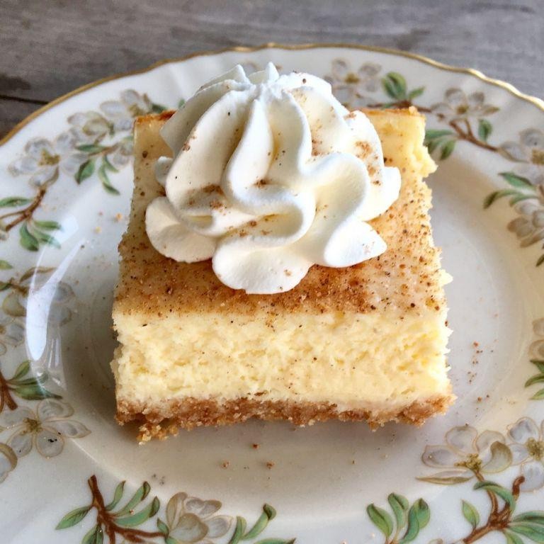 Eggnog Cheesecake Bars