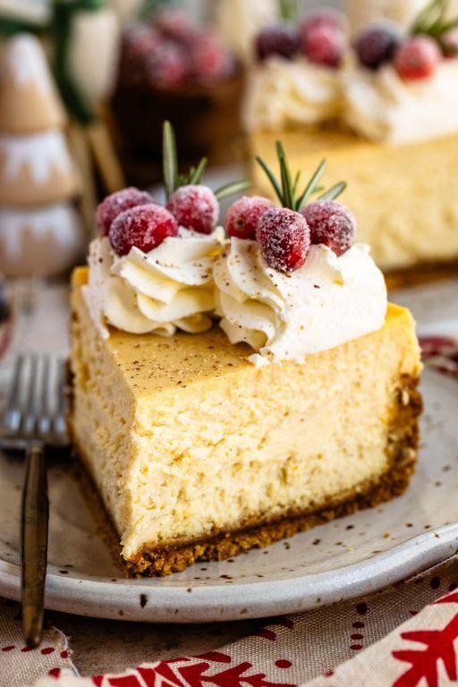 Eggnog Cheesecake with Nutmeg Topping