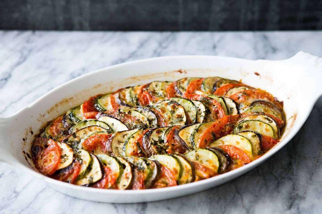 Eggplant and Zucchini Gratin