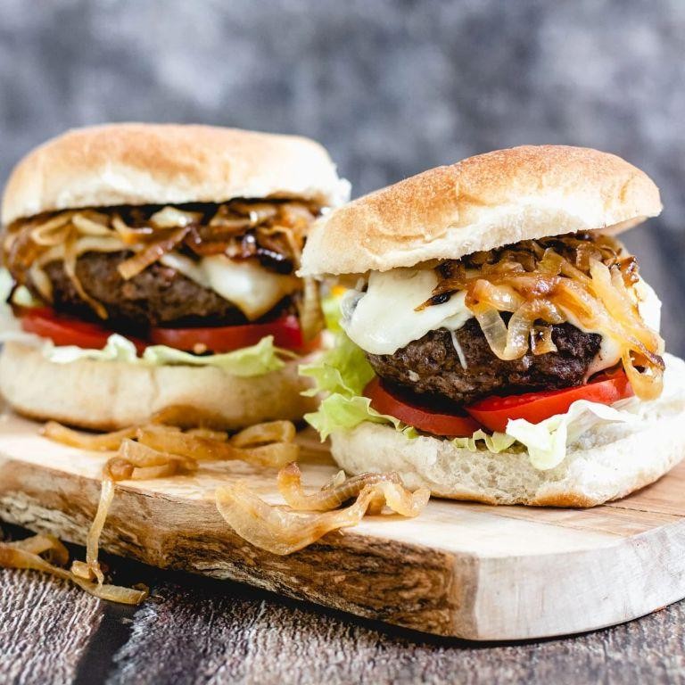 Elk Burger with Horseradish Cream and Watercress