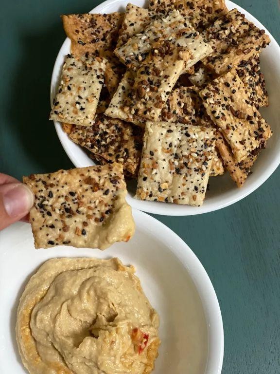 Everything Bagel Seasoned Sourdough Crackers