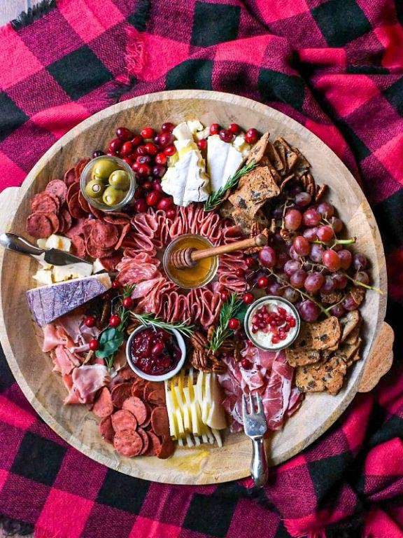 Festive Holiday Charcuterie Board with Cranberry Compote