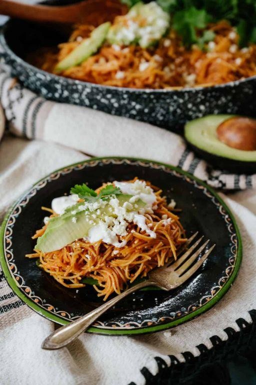 Fideo with Black Beans and Queso Fresco