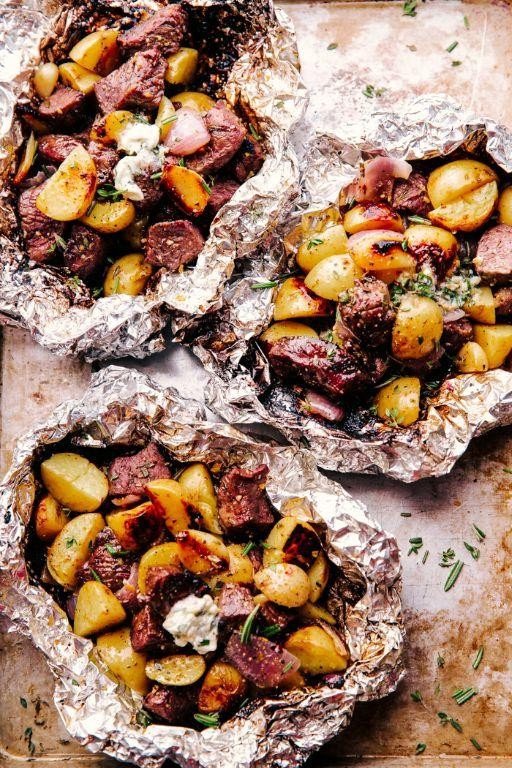 Foil Packet Garlic Butter Steak and Potatoes