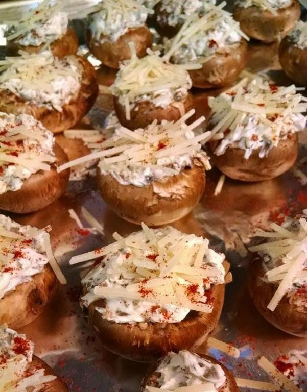 Football-Shaped Stuffed Mushrooms