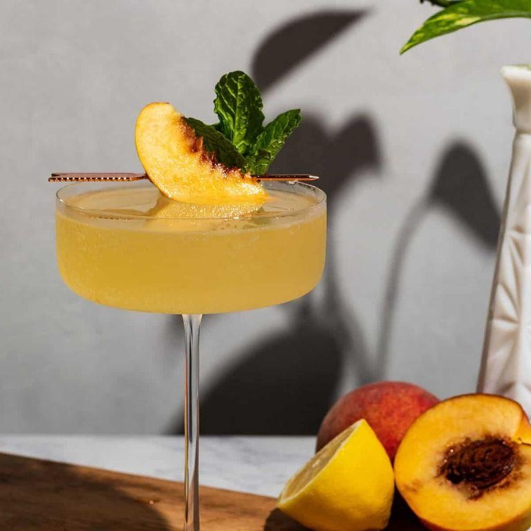French Martini Bellini with Peach Puree