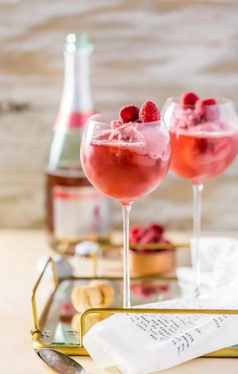 French Martini Float with Raspberry Sorbet