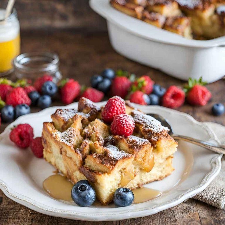 French Toast Casserole with Hamburger Buns