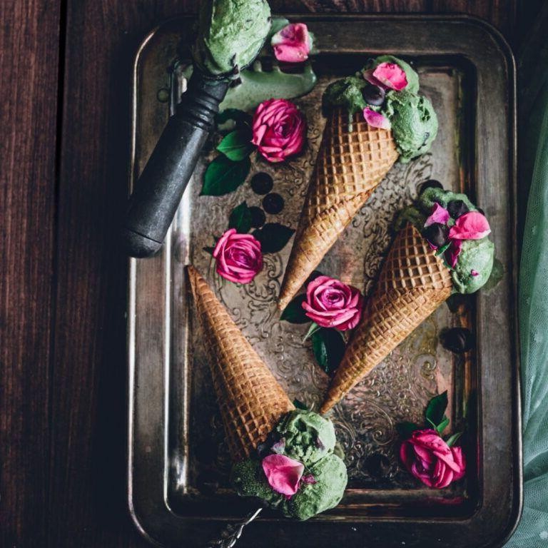 Fresh Mint and Honey Swirl Ice Cream