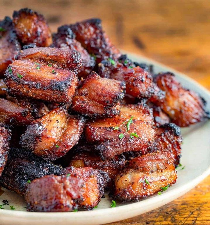 Garlic Butter Air Fryer Pork Belly Slices