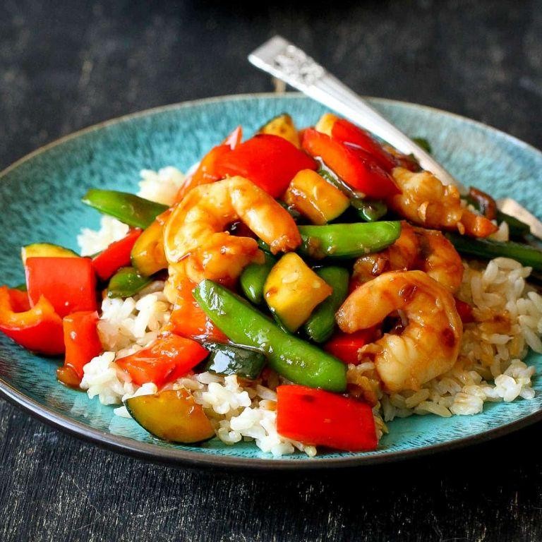 Garlic Butter Shrimp and Vegetable Stir-Fry with Jasmine Rice