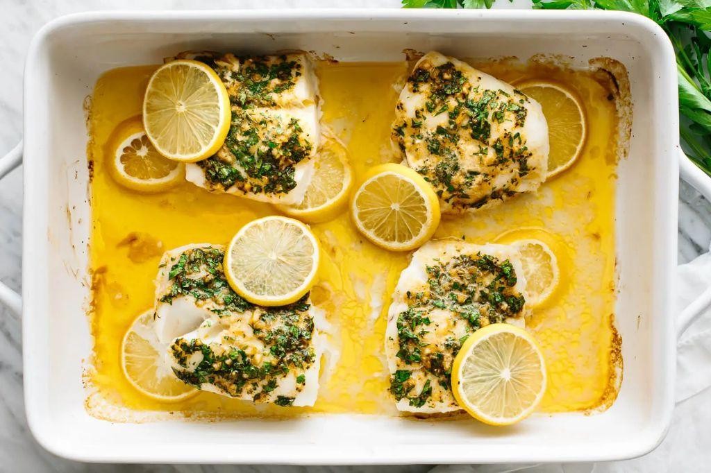 Garlic Herb Baked Hake