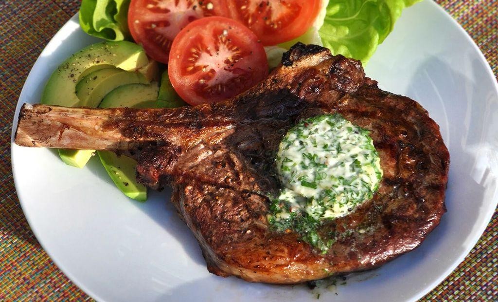 Garlic Herb Butter Grilled Ham Steak