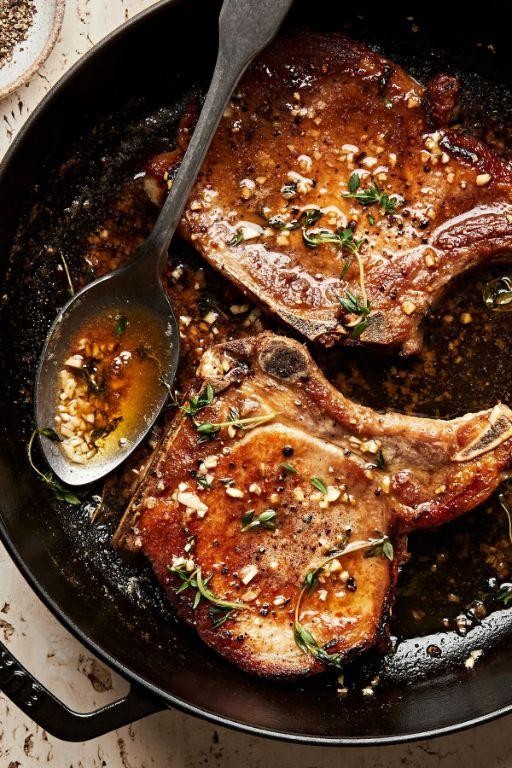 Garlic Herb Butter Thick Bone-In Pork Chops