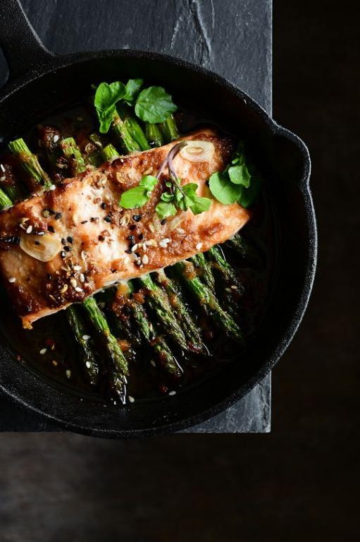 Garlic Miso Salmon with Asparagus