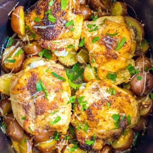 Garlic Parmesan Crockpot Whole Chicken