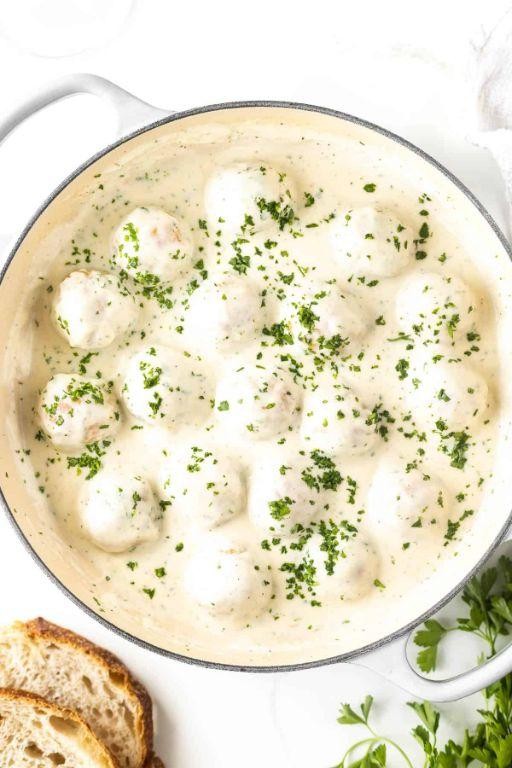 Garlic Parmesan Meatballs with Alfredo Sauce