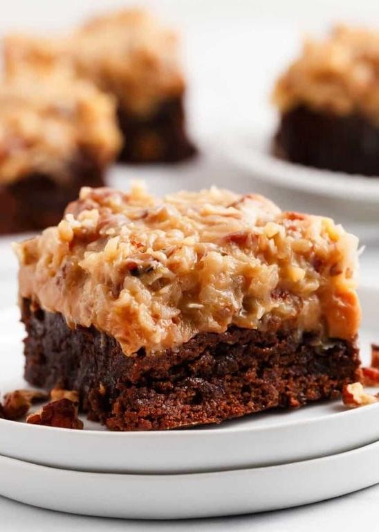 German Chocolate Brownie Cake with Walnuts