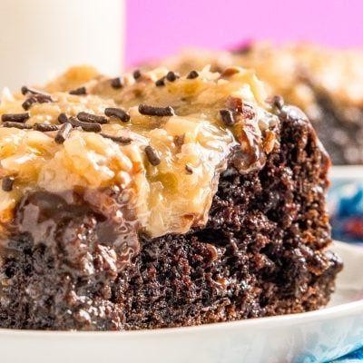 German Chocolate Poke Cake with Coconut Milk Soak