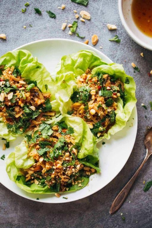 Ginger Peanut Chicken Lettuce Wraps