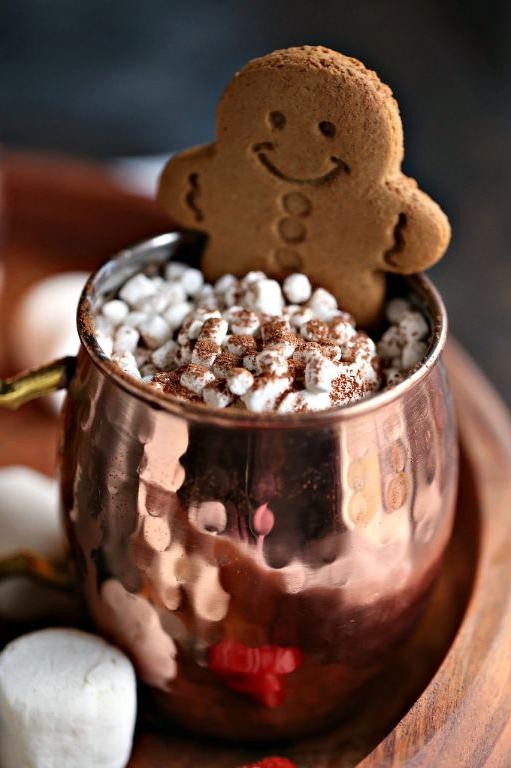 Gingerbread Hot Chocolate with Marshmallows
